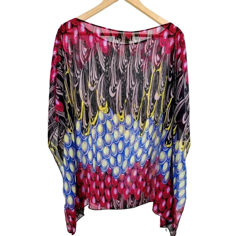 Silk Y2K M Swim Coverup Vintage Peacock Swimwear Cover Bathing Suit Top Mingle